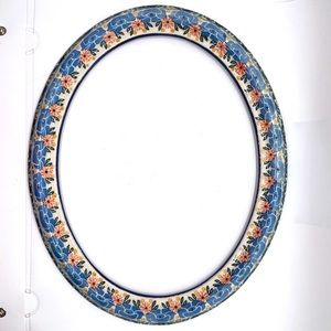 Unikat Polish Pottery 13” Oval Mirror Picture Frame Ceramika Artystyczna
